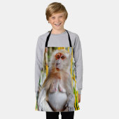 カニ食べマカク エプロン (着用した状態)