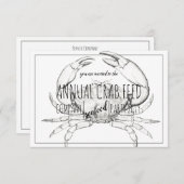 カニ食べ物を与えパーティービーチパーティー 招待状 (正面/裏面)