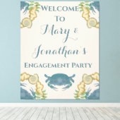 カニ饗宴 – 水カラーブルーカニ、婚約 キャンバスプリント (インサイチュ (ウッドフロア))