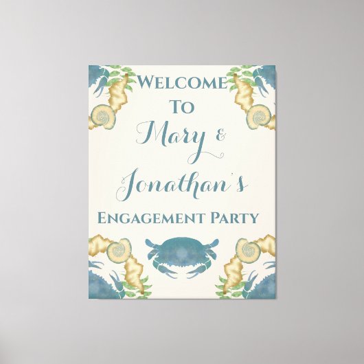 カニ饗宴 – 水カラーブルーカニ、婚約 キャンバスプリント (正面)