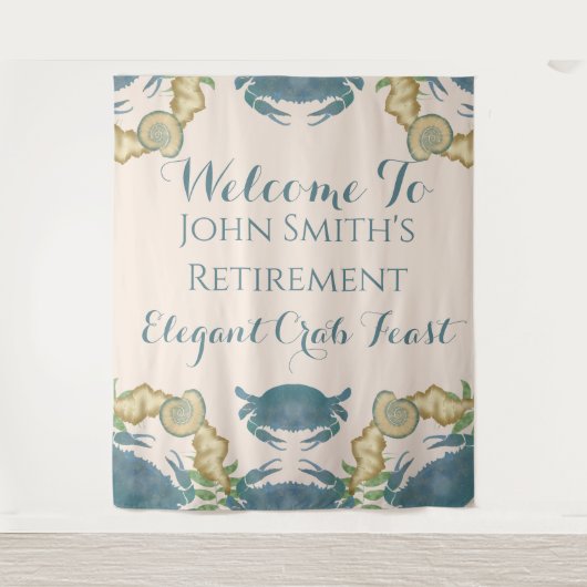 カニ饗宴 – 水カラーブルーカニ、退職 タペストリー (正面)