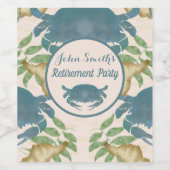 カニ饗宴 – 水カラーブルーカニ、退職 ワインラベル (シングルラベル)