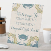 カニ饗宴 – 水カラーブルーカニ、退職 台座サイン (インサイチュ)