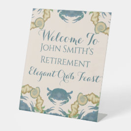 カニ饗宴 – 水カラーブルーカニ、退職 台座サイン