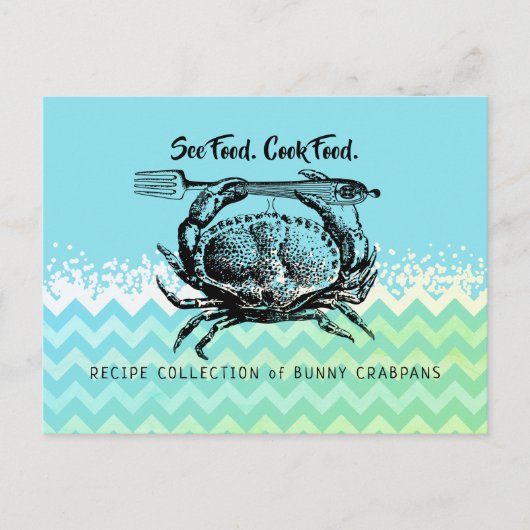 カニ魚介類メイン皿料理キーパーレシピカード ポストカード (正面)