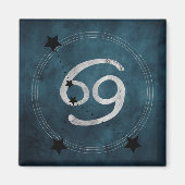 カニ黒銀〔占星術の〕十二宮図星座 マグネット (正面)