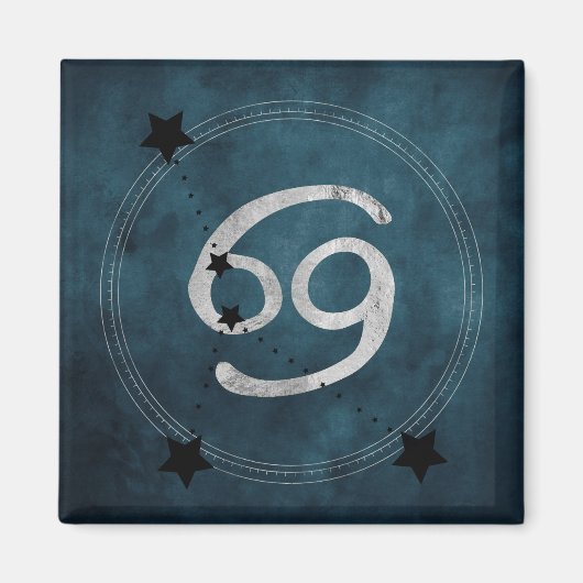 カニ黒銀〔占星術の〕十二宮図星座 マグネット (正面)