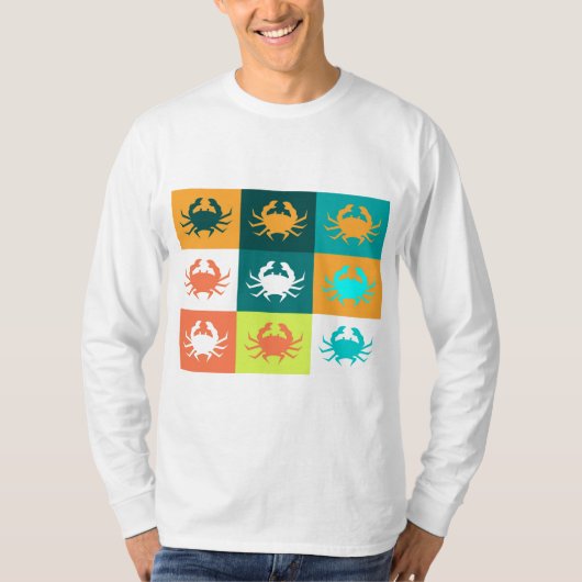 カニ6とのポップアート Tシャツ (正面)