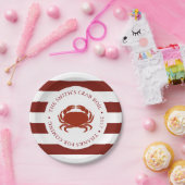 カニ|のシーフードの沸騰によってカスタマイズ赤いストライプの ペーパープレート (パーティー)