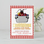 カニ・エビの煮込みパーティー・ピクニック・家族の集まり 箔招待状 (立ち正面)