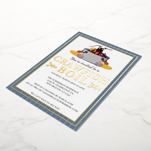 カニ・エビの煮込みパーティー 夏の海鮮バーベキュー 箔招待状 (回転した状態)