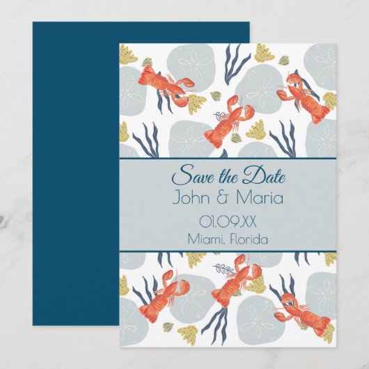 カニ エビ・カニ類 ビーチ 砂金貝 植物学 , 招待状 (正面/裏面)