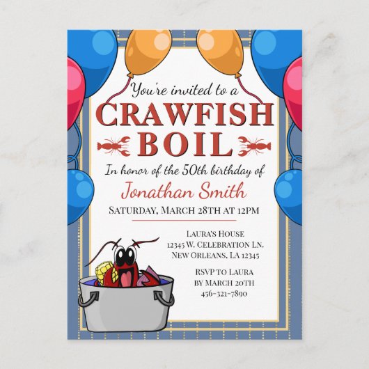 カニ・エビ・魚介パーティの誕生日会 ポストカード (正面)