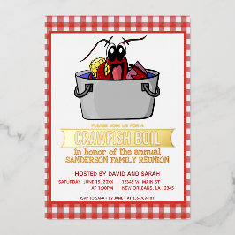 カニ・エビ・魚介パーティー・ピクニック・家族の集まり 箔招待状