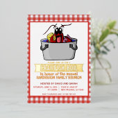 カニ・エビ・魚介パーティー ピクニック 家族の集まり 箔招待状 (立ち正面)