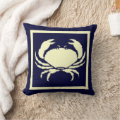 カニ、オフ海軍の枕に白 クッション (ブランケット)