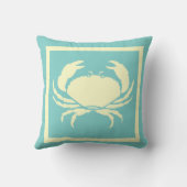 カニ,オフ青い枕に白 クッション (裏面)