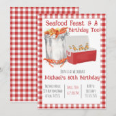 カニ・シーフードパーティーの誕生日招待状 招待状 (正面/裏面)
