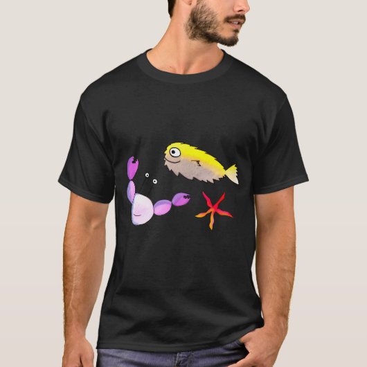 カニ、フグ、ヒトデ Tシャツ (正面)