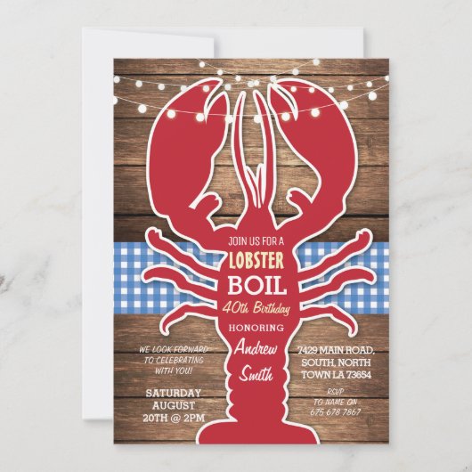 カニ・ロブスターの煮込みパーティー シェルフィッシュ 誕生日パーティー どんな年齢でも 招待状 (正面)