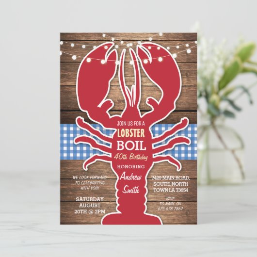 カニ・ロブスター煮込み BBQ どんな年齢の誕生日パーティーにも シェルフィッシュ 招待状 (スタンド正面)
