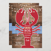 カニ・ロブスター煮込み BBQ どんな年齢の誕生日パーティーにも シェルフィッシュ 招待状 (正面/裏面)