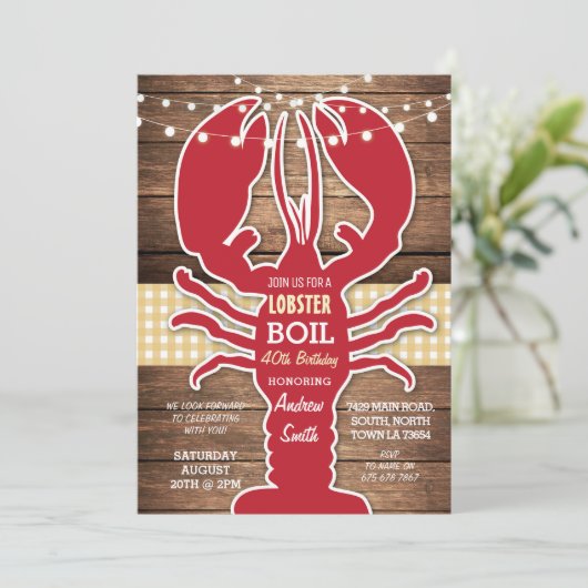カニ・ロブスター煮込み BBQ 誕生日パーティー クラウフィッシュ 招待状 (スタンド正面)