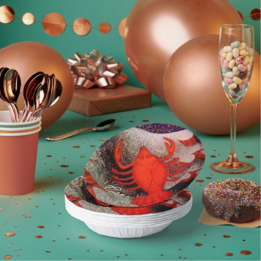カニ〔占星術の〕十二宮図サインバースデーパーティー ペーパーボウル (複数)