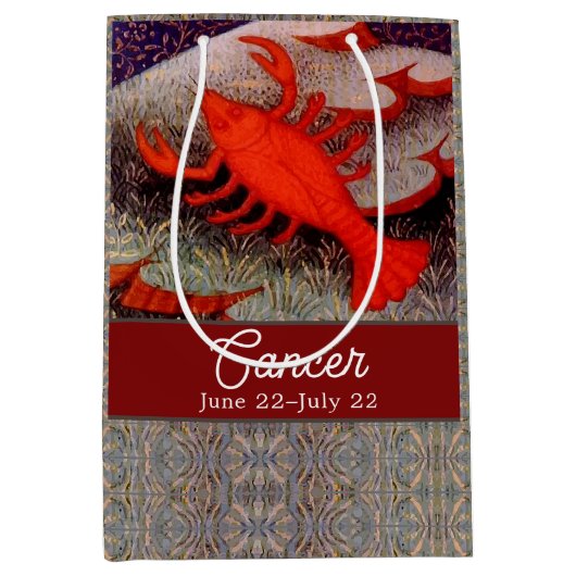 カニ〔占星術の〕十二宮図サインバースデーパーティー ミディアムペーパーバッグ (正面)