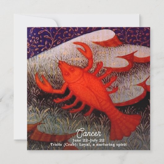 カニ〔占星術の〕十二宮図サインバースデーパーティー 招待状 (正面)