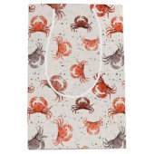 カニ – 水彩パターン ミディアムペーパーバッグ (正面)