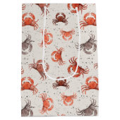 カニ – 水彩パターン ミディアムペーパーバッグ (裏面)