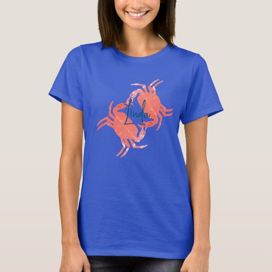 カニ 海岸 ビーチ 海の生き物 Tシャツ (正面)