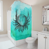 カニ（海生）（水中動物）ヴィンテージ シャワーカーテン (インサイチュ)