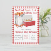 カニ・魚介パーティー誕生日招待状 招待状 (スタンド正面)