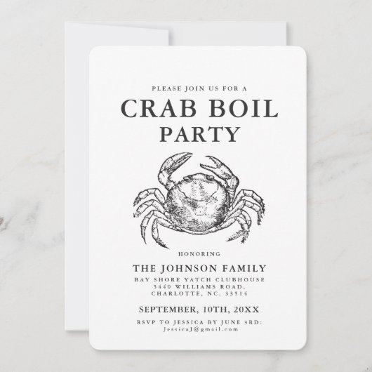 カニ|魚介類がかにヴィンテージスタイル招待状 招待状 (正面)