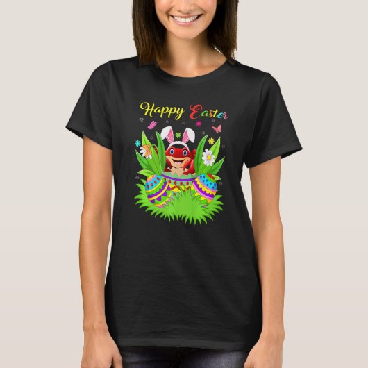 カニ 魚 花柄 イースターエッグ 面白い カニのイースター Tシャツ (正面)