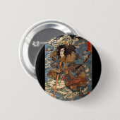 カニc. 1800'sの背部の武士のサーフィン 缶バッジ (正面&裏面)