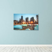 カヌオンオーク通りビーチ日没後 キャンバスプリント (インサイチュ (ウッドフロア))