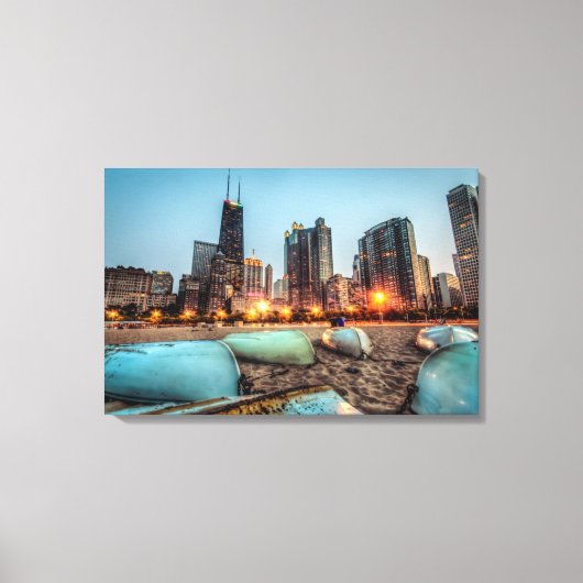 カヌオンオーク通りビーチ日没後 キャンバスプリント (正面)