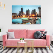 カヌオンオーク通りビーチ日没後 キャンバスプリント (インサイチュ (リビング))