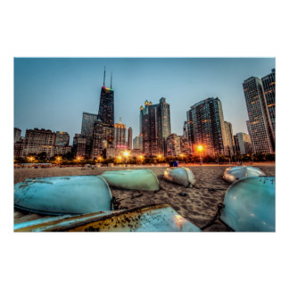 カヌオンオーク通りビーチ日没後 ポスター