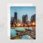 カヌオンオーク通りビーチ日没後 ポストカード (正面/裏面)