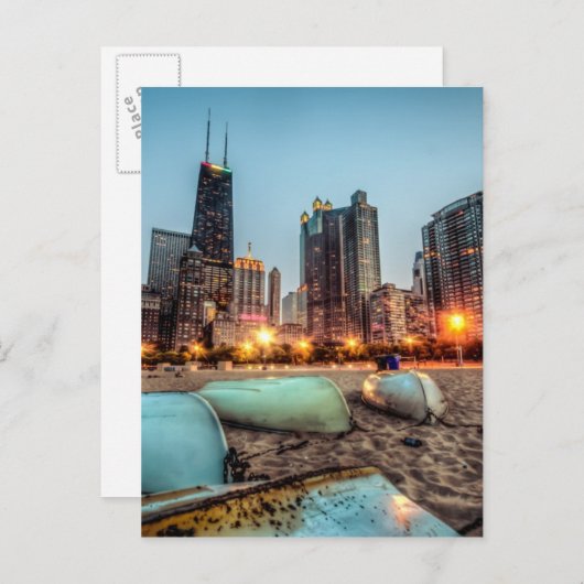 カヌオンオーク通りビーチ日没後 ポストカード (正面/裏面)