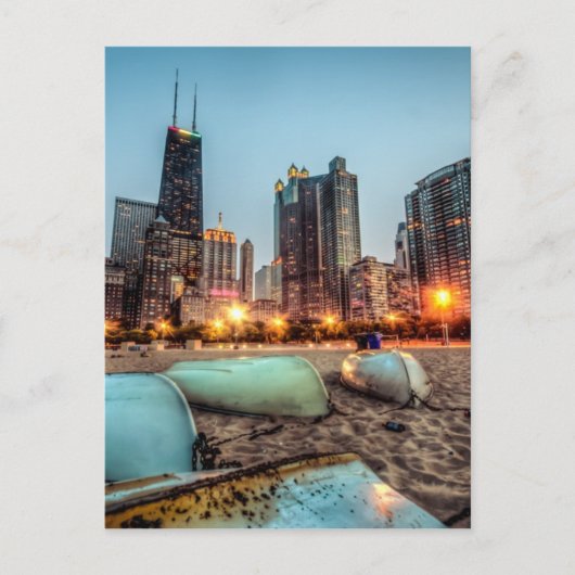 カヌオンオーク通りビーチ日没後 ポストカード (正面)