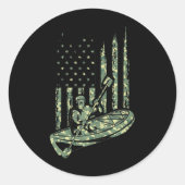 カヌカヤークカモフラージュ米国旗アウトドアスポーツ ラウンドシール (正面)