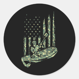 カヌカヤークカモフラージュ米国旗アウトドアスポーツ ラウンドシール