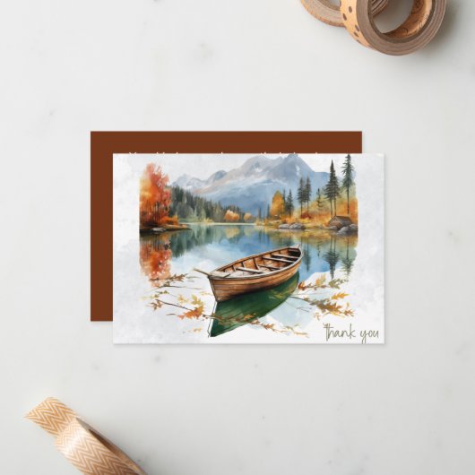 カヌマウンテンレイク悔やみや弔慰サンキューユユー ノートカード (正面/裏面インサイチュ)