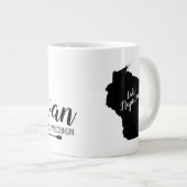 カヌーお気に入りのパドルとウィスコンシン湖 ジャンボコーヒーマグカップ (正面右)