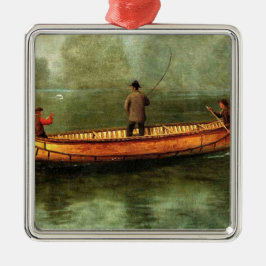 カヌーからの魚釣り メタルオーナメント